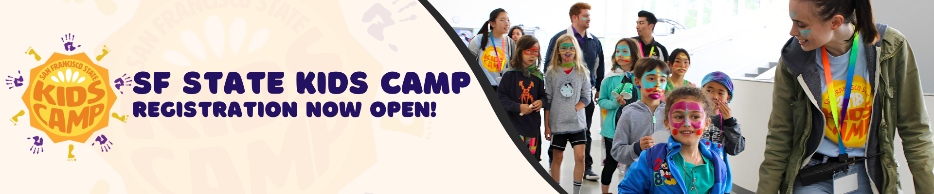 SF State Kids Camp registration is now open! Kids attending summer camp smiling. 