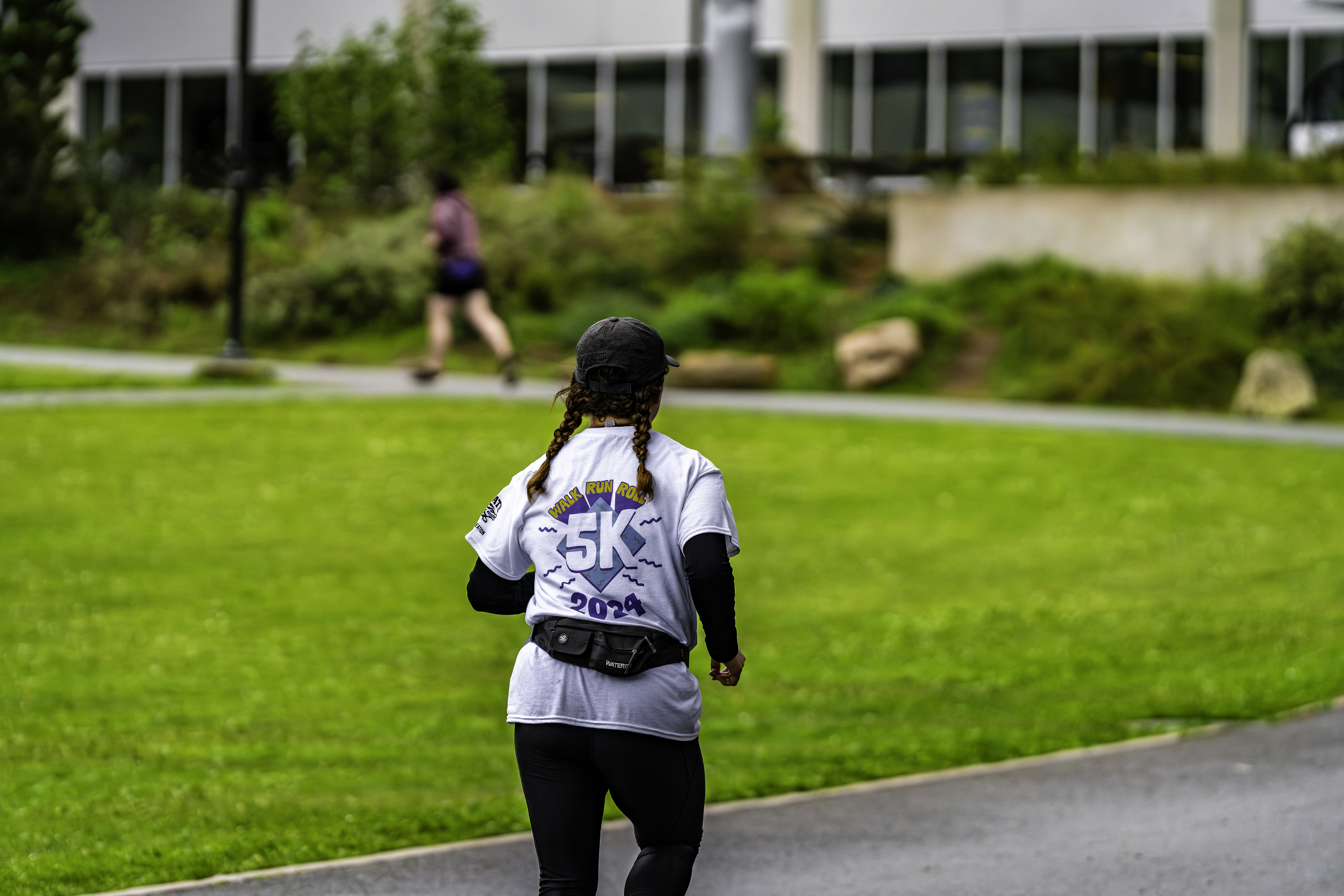 Participant wearing 5K shirt running