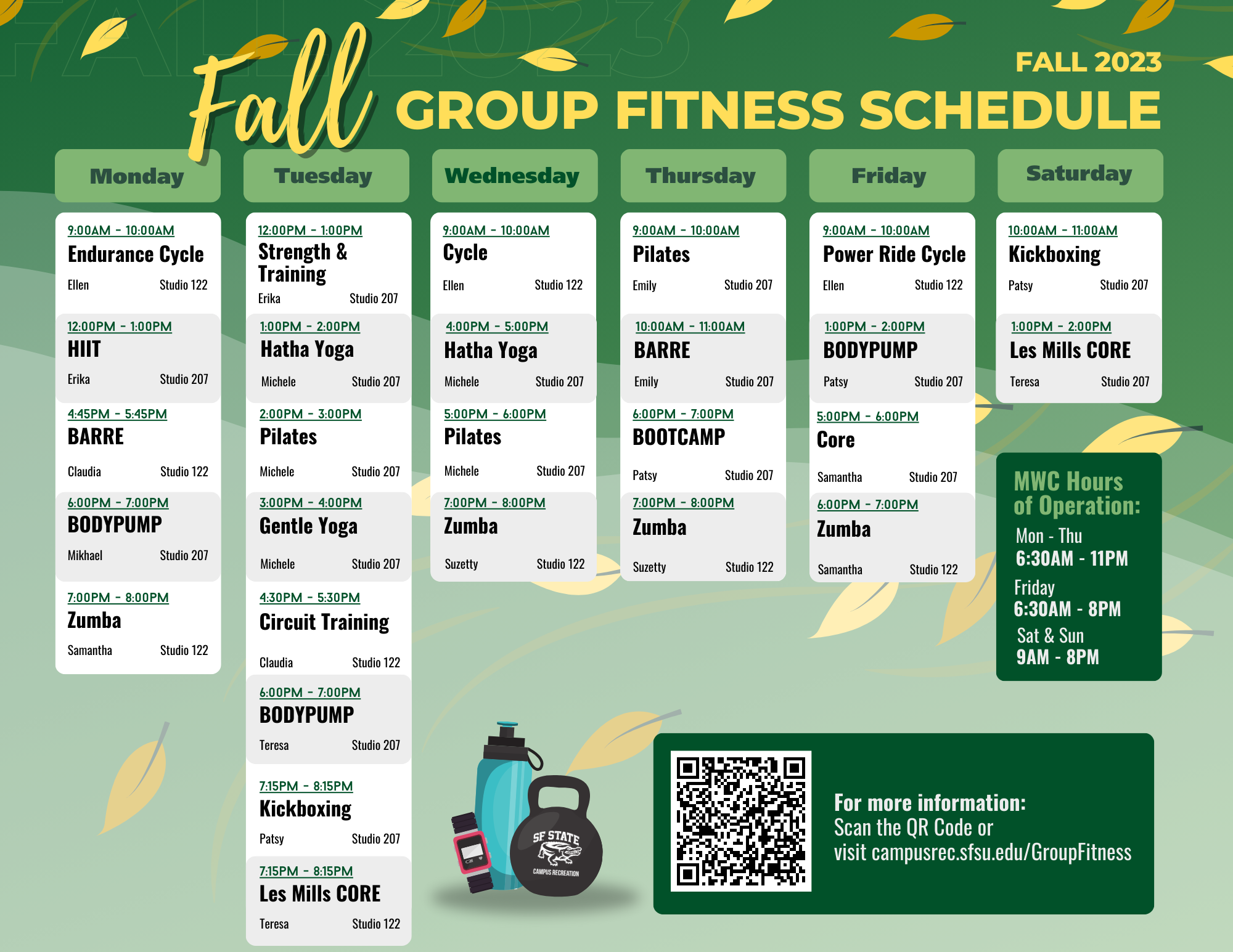 Fall 2023 Group Fitness Schedule
