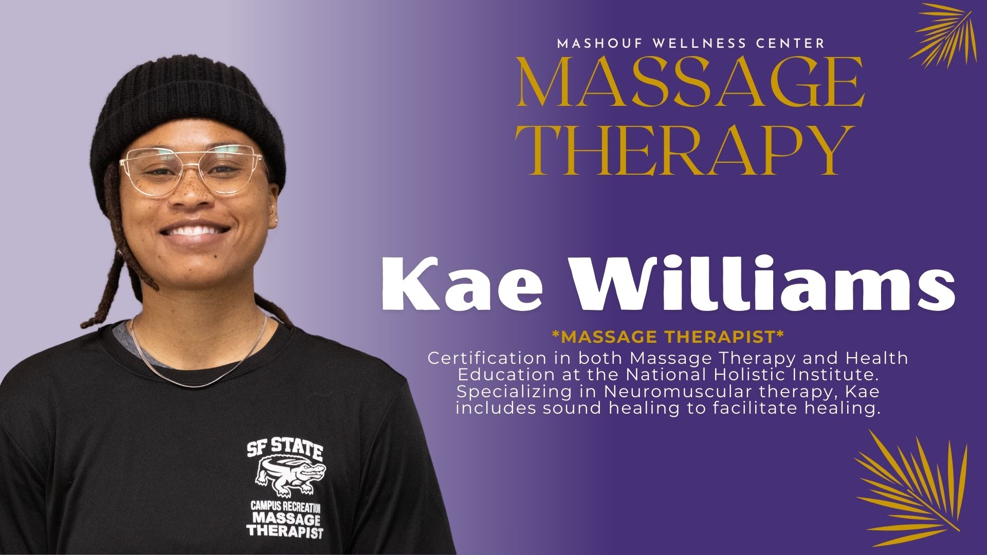 Photo of massage therapist, Kae Williams.