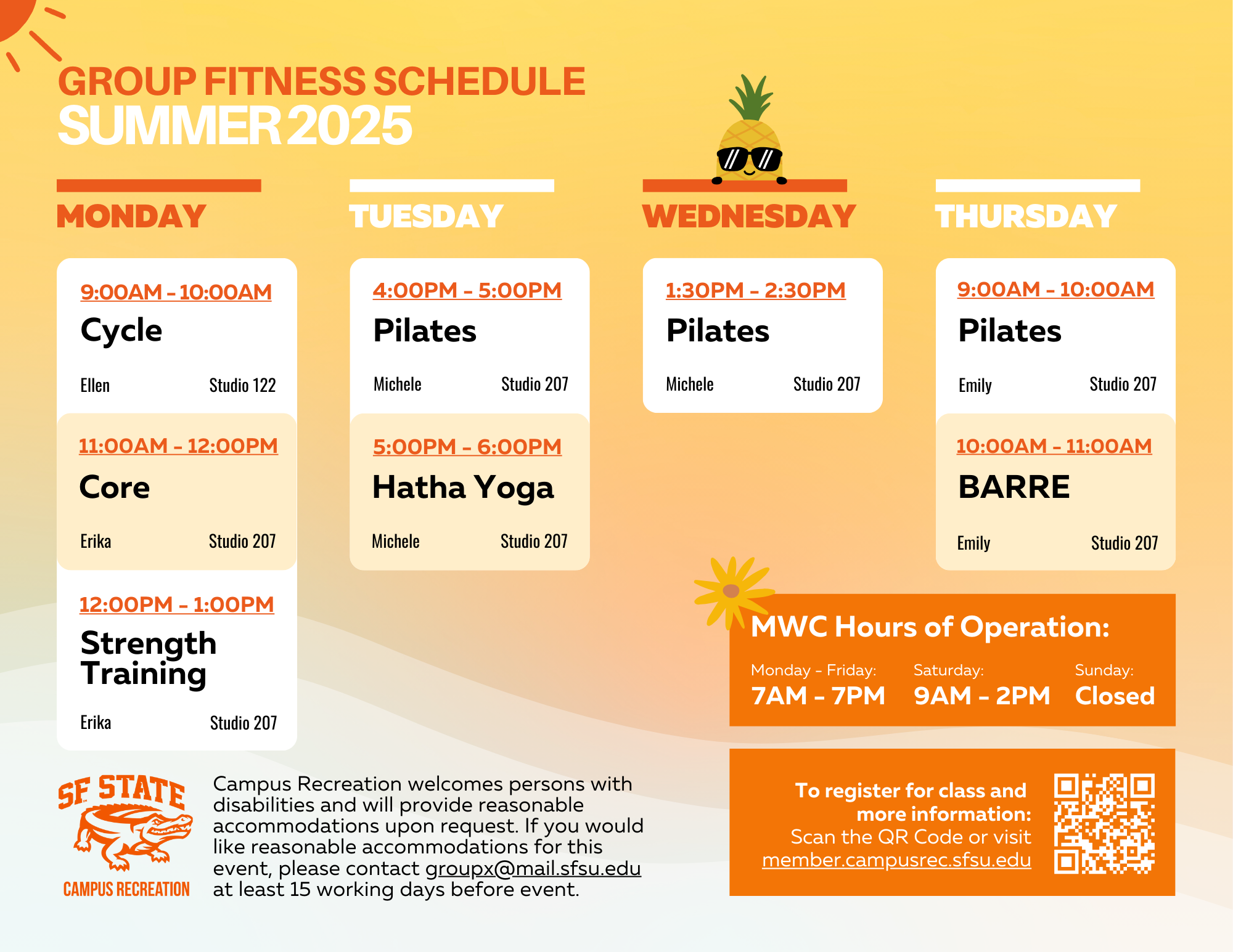 Summer 2025 Group Fitness Class Schedule