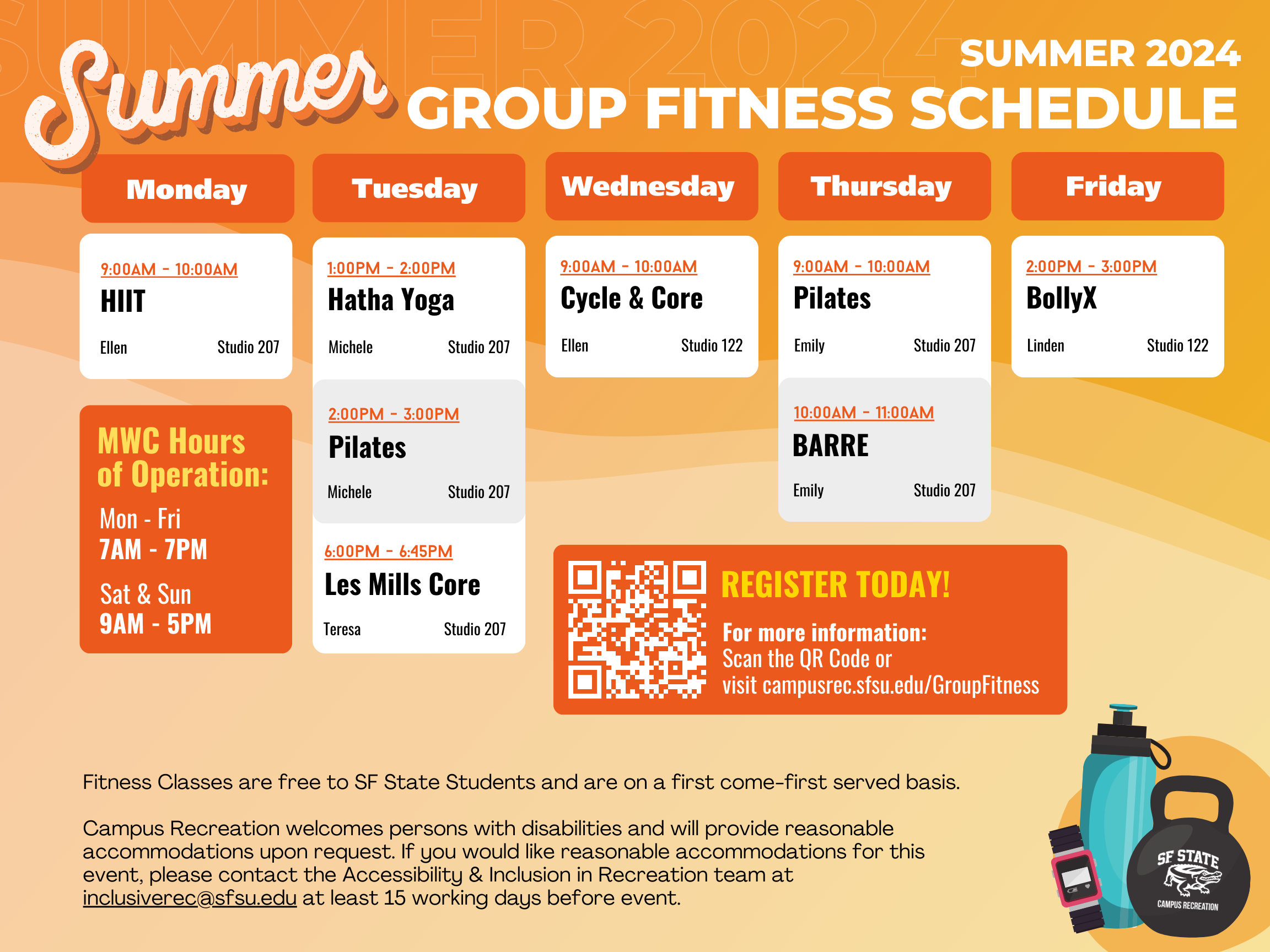 Summer 2024 Group Fitness Schedule
