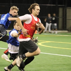 Students playing flag football